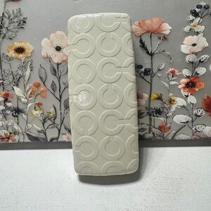 Coach Eye Glass Case ONLY Hard Hinged White Clam Shell With Logo